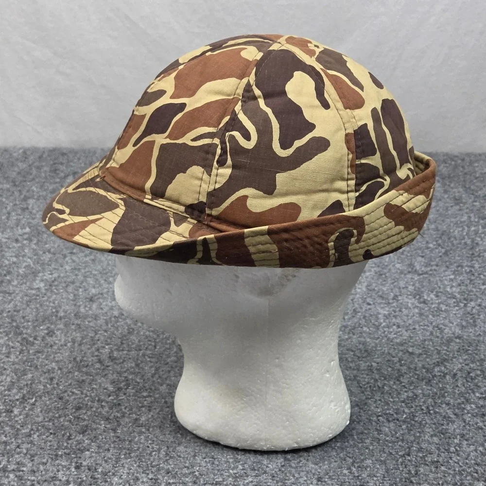 Vintage Duck Hunter Camo Bucket‎ Hat Mens L Brown Frog Skin Fishing Hunting 80s